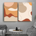 Voluminous Patch Scandinavian Framed Stretched 2 Panel Wall Art Photograph Geometric Abstract Canvas Print for Room Ornamentation