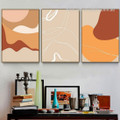 Circuitous Daub Streaks Curved Lines Scandinavian 3 Piece Framed Stretched Abstract Art Photo Geometric Canvas Print for Room Wall Moulding