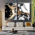 Attaint Marble Spots Abstract Modern 2 Piece Framed Stretched Painting Photograph Canvas Print for Room Wall Drape