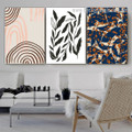 Meandering Contours Vintage Photograph Geometric 3 Panel Abstract Framed Stretched Canvas Print Artwork for Room Wall Ornamentation