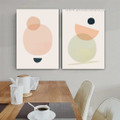 Colorific Half Orbs Minimalist Framed Stretched Geometric Wall Art Photo 2 Piece Scandinavian Canvas Print for Room Trimming