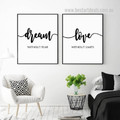 Dream Without Fear Quotes Abstract 2 Piece Framed Stretched Wall Artwork Photograph Modern Canvas Print for Room Decor