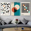 Chromatic Alignment Spheres Lines Modern 3 Piece Abstract Canvas Wall Art Framed Stretched Photograph Geometric Print for Room Outfit