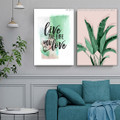 Live The Life You Love Abstract Framed Stretched Quotes Photograph Modern 2 Panel Canvas Print Artwork for Room Drape