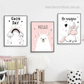 Be Unique Unicorn Lines Animal Modern Design 3 Piece Framed Stretched Quotes Painting Photo Canvas Print for Room Wall Embellishment