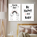 Be Happy My Baby Stars Modern Stretched Minimalist 2 Piece Quotes Painting Photograph Canvas Print for Room Wall Moulding