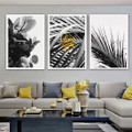 Areca Palm Leaves Abstract 3 Piece Botanical Framed Stretched Nordic Painting Photograph Canvas Print for Room Wall Adornment