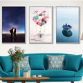 Couple Love Way Figure Landscape 3 Piece Framed Stretched Wall Painting Photograph Modern Canvas Print for Girls Room Decor