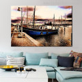 Boat in Bay Nature Landscape Modern Wall Art Print for Living Room Wall Ornamentation