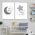 Sweet Dream Spangles Moon Nursery Modern Pic Stretched Framed Typography 2 Piece Tracery Artwork Canvas Print for Kids