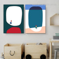 Roundly Smudges Cartoon Modern Abstract 2 Piece Stretched Framed Nursery Painting Photograph Canvas Print for Kids Room Wall Outfit
