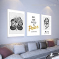 We Need Is Peace Abstract Quotes Framed Stretched 3 Piece Modern Artwork Photograph Canvas Print for Room Wall Arrangement