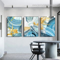 Circumlocutory Tarnishes Watercolor Abstract 3 Piece Artwork Nordic Photograph Stretched Framed Canvas Print for Room Wall Drape