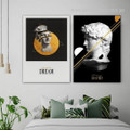 Elegant David Sculpture Abstract Artwork 2 Piece Photo Typography Framed Stretched Modern Finery Canvas Print for Room Wall Artwork