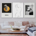 Nude Distaff Stria Figure Framed Stretched Wall Painting Modern Abstract  Photograph Canvas Print 3 Panel for Home Illumination