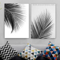 Areca Tropical Foliage Leaves Nordic Minimalist Painting Photo 2 Piece Botanical Design Framed Stretched Canvas Print for Room Wall Finery