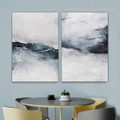 Brine Upsurge Sea Waves Abstract Seascape Canvas Wall Art 2 Panel Picture Framed Stretched Modern Canvas Print for Room Garnish