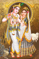 Radha Krishna Cow Hindus Religious Canvas Print Modern Artwork Image for Home Wall Drape