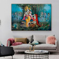 Krishna Radha Jodi Peacock Hindus Spiritual Modern Art Image Canvas Print for Room Wall Assortment