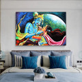 Krishna Radha God Jodi Hindus Religious Canvas Print Modern Artwork Image for Home Wall Hanging Outfit