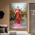 Lakshmi Hindus Goddess Canvas Print Modern Indian Religious Artwork Image for Home Wall Garniture