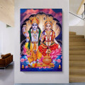 Lord Lakshmi Narayan Hindus Indian Deities Spiritual Modern Photograph Art Canvas Print for Room Wall Equipment