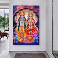 Lord Lakshmi Narayan Hindus Religious Canvas Print Modern Artwork Image for Home Wall Getup