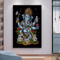 Lord Ganapati Modern Hindus Religious Painting Canvas Print Image for Bedroom Wall Flourish