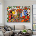 Madhubani Folk Dance Modern Figure Abstract Painting Canvas Print Image for Bedroom Wall Flourish