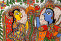 Madhubani Folk Dance Abstract Figure Canvas Print Modern Artwork Image for Home Wall Getup