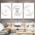 I Love You Heart Flowers Floral Typography 3 Multi Panel Modern Painting Set Photograph Stretched Canvas Print for Room Wall Drape