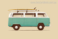 Van with Surfboard Vintage Nordic Minimalist Painting Canvas Print