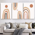 Rainbow Strokes Orb Circles Geometric Nursery 3 Multi Panel Painting Set Photograph Nature Print on Stretched Canvas for Wall Hanging Tracery