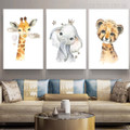 Calf And Cub Nursery Animal 3 Panel Set Nature Painting Photograph Stretched Kids Canvas Print Home Wall Arrangement
