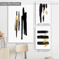 Black Strokes Geometric Modern Rolled 3 Piece Framed Artwork Set Abstract Photograph Print on Canvas Home Wall Onlay