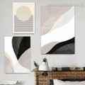 Zigzag Stria Scansion Dots Abstract Geometric 3 Piece Framed Canvas Prints Wall Artwork Set Modern Photograph Stretched for Room Finery