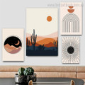 Cactus Mountain Stars Abstract Nature Stretched Canvas Print 4 Piece Framed Wall Art Scandinavian Photograph for Room Ornamentation