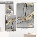 Curved Smudge Marble Abstract 3 Piece Canvas Wall Prints Set Modern Painting Photograph Stretched Home Drape