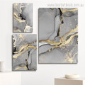 Curved Smudge Marble Modern Cheap Wrapped Rolled 3 Piece Framed Wall Art Photograph Abstract Canvas Print for Room Disposition