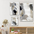 Brush Effects Stigmas Spots Abstract Photograph 3 Piece Framed Canvas Print Set Modern Artwork Wrapped Rolled for Room Wall Garniture
