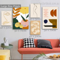 Lass Stria Face Lines Scandinavian Figure Stretched Abstract Photograph 5 Framed Wall Art Set Canvas Print for Room Flourish