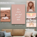 Go Where You Feel Giraffe Abstract Scandinavian Quotes Photograph 4 Piece Framed Wall Set Map Wrapped Rolled Canvas Print Hanging Artwork Adornment