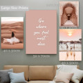 Go Where You Feel Sun Quotes Scandinavian Stretched Photograph 4 Piece Framed Set Abstract Canvas Print for Room Wall Art Assortment