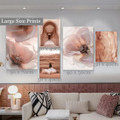 Desert Lass Figure Landscape Abstract 5 Piece Framed Wrapped Rolled Wall Artwork Scandinavian Photograph Print on Canvas for Room Decor