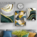 Curved Trigon Marble Lines Modern Abstract Stretched Geometrical Photograph 3 Piece Canvas Art Prints Set for Room Wall Hanging Finery