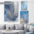 Blue Flaws Marble Spots Modern 3 Framed Canvas Painting Set Photograph Abstract Figure Rolled Print for Wall Hanging Getup
