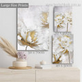 White Blossoms Abstract Stretched Canvas Print 3 Piece Framed Wall Art Floral Modern Photograph for Room Ornamentation