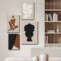 Nude Human Being Circles Scandinavian Photograph 4 Piece Framed Artwork Set Stretched Abstract Canvas Print for Room Wall Garnish