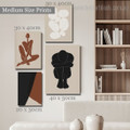 Nude Human Being Abstract Figure 4 Piece Framed Art Set Scandinavian Stretched Canvas Print Photograph for Room Illumination