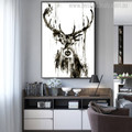 Black Deer Animal Abstract Modern Painting Canvas Print for Living Room Wall Moulding